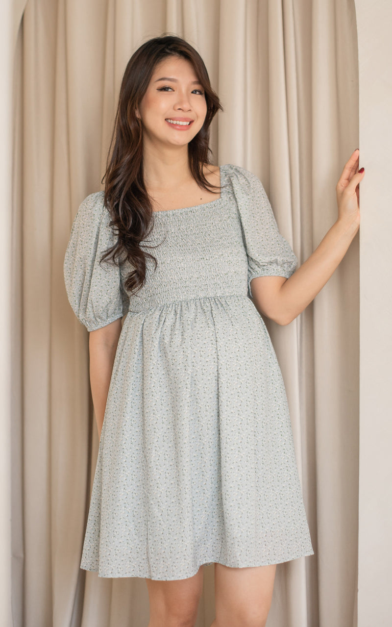 Olivia Flowers Nursing Dress in Blue