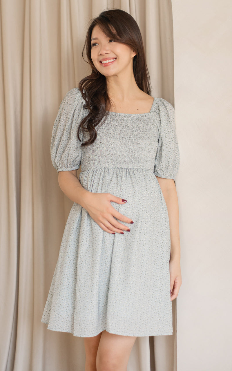 Olivia Flowers Nursing Dress in Blue