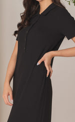 Parker Polo Nursing Dress in Black