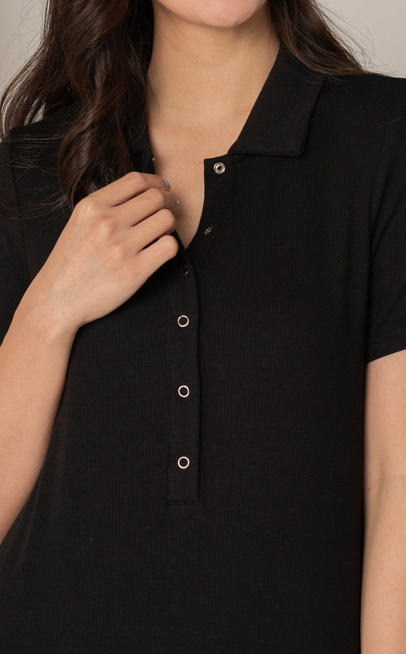 Parker Polo Nursing Dress in Black