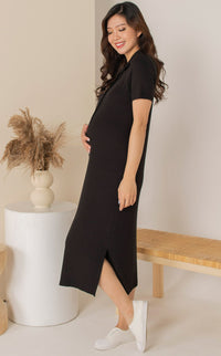 [BACKORDER] Parker Polo Nursing Dress in Black