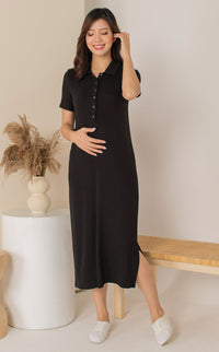 [BACKORDER] Parker Polo Nursing Dress in Black