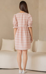 Sofia Checkered Nursing Dress in Pink