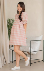 Sofia Checkered Nursing Dress in Pink