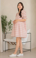 Sofia Checkered Nursing Dress in Pink