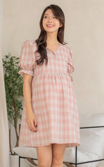 Sofia Checkered Nursing Dress in Pink