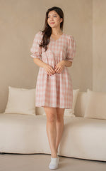 Sofia Checkered Nursing Dress in Pink