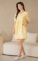 Sofia Checkered Nursing Dress in Yellow