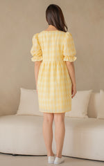 Sofia Checkered Nursing Dress in Yellow