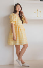 Sofia Checkered Nursing Dress in Yellow
