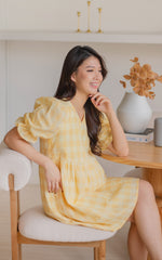 Sofia Checkered Nursing Dress in Yellow