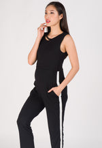 Sporty Side Band Nursing Jumpsuit in Black  by Jump Eat Cry - Maternity and nursing wear