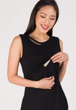 Sporty Side Band Nursing Jumpsuit in Black  by Jump Eat Cry - Maternity and nursing wear